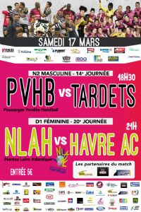 D1F Nantes LA face au Havre // N2M PVHB face à Tardets. Le samedi 17 mars 2018 à Pouzauges. Vendee.  18H30